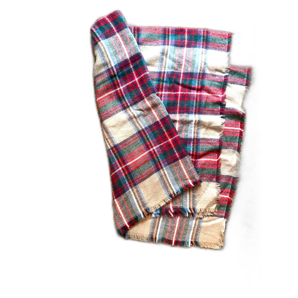 ModCloth multicolored decorative knit winter scarf with fringe size 52 x 54"